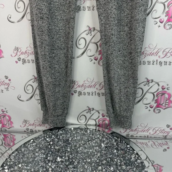Z Supply pants joggers comfy stretchy black white Heather Gray Knit Pants - Picture 3 of 7